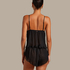 Chiffon Plisse Cami Set, Black