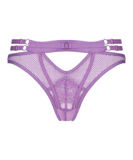 Pleasure Open-Crotch Brazilian Knickers, Purple