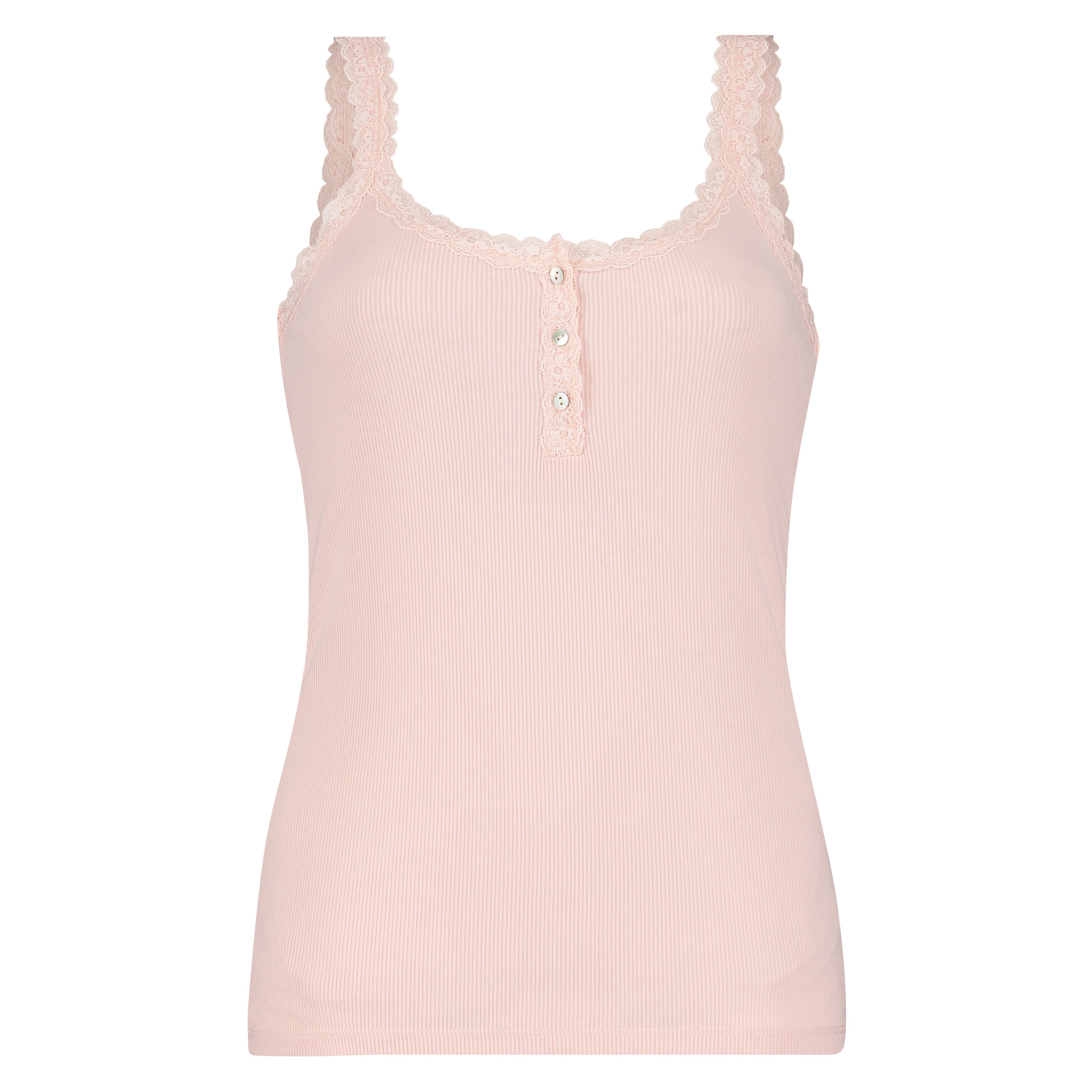 Singlet top cami rib lace, Pink, main