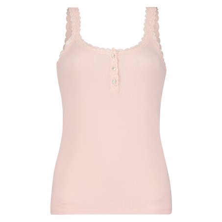 Singlet top cami rib lace, Pink