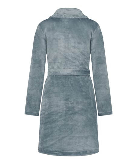 Fleece Zip Bathrobe, Blue