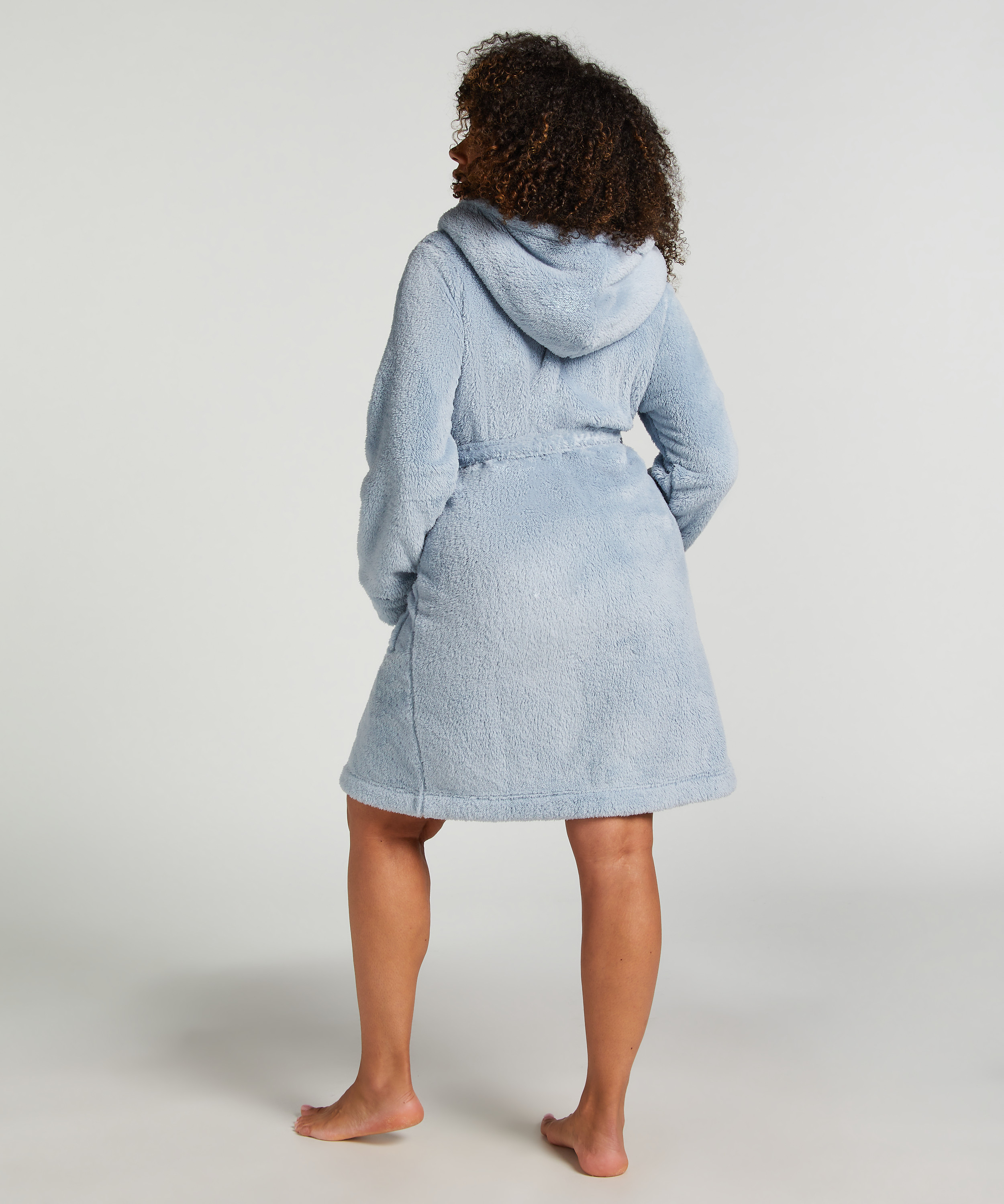 Fleece Bathrobe Short, Blue, main
