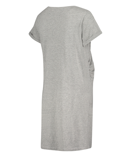 Short-Sleeved Maternity Nightshirt, Gray