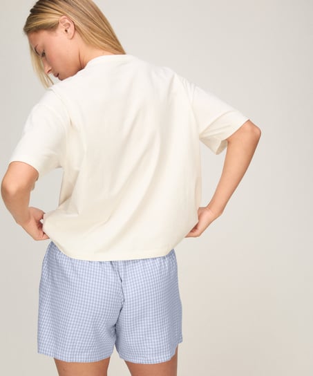 Pyjama Set with Short and T-shirt, White