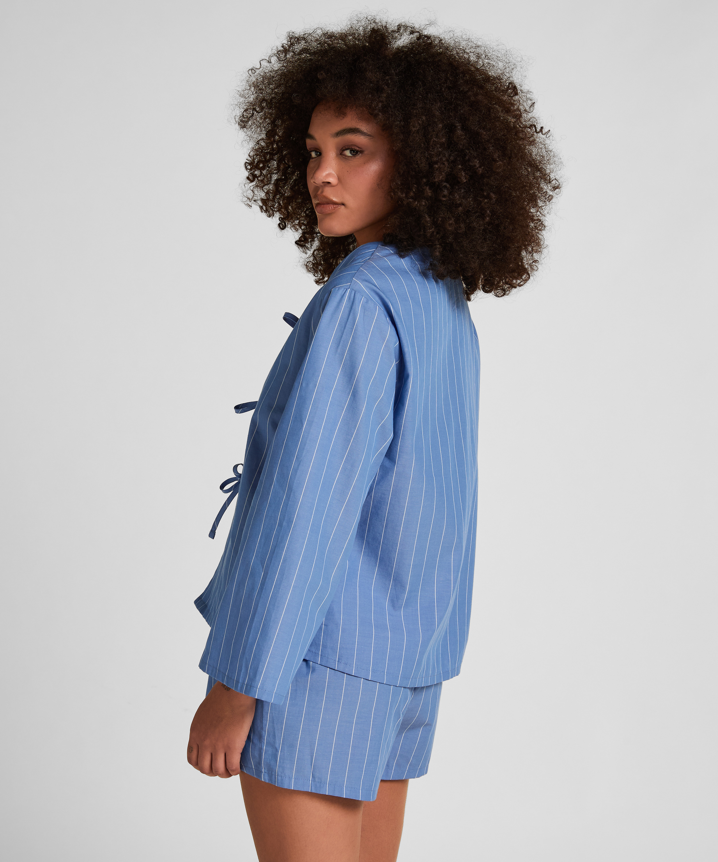 Striped Pyjama Jacket, Blue, main
