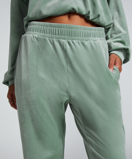 Tall Velours Jogging Bottoms, Green