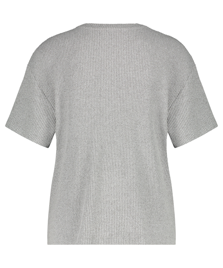 Rib Short Sleeve Top, Gray