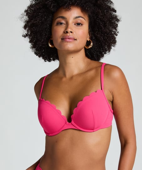 Scallop push-up underwired bikini top Cup A - E, Pink