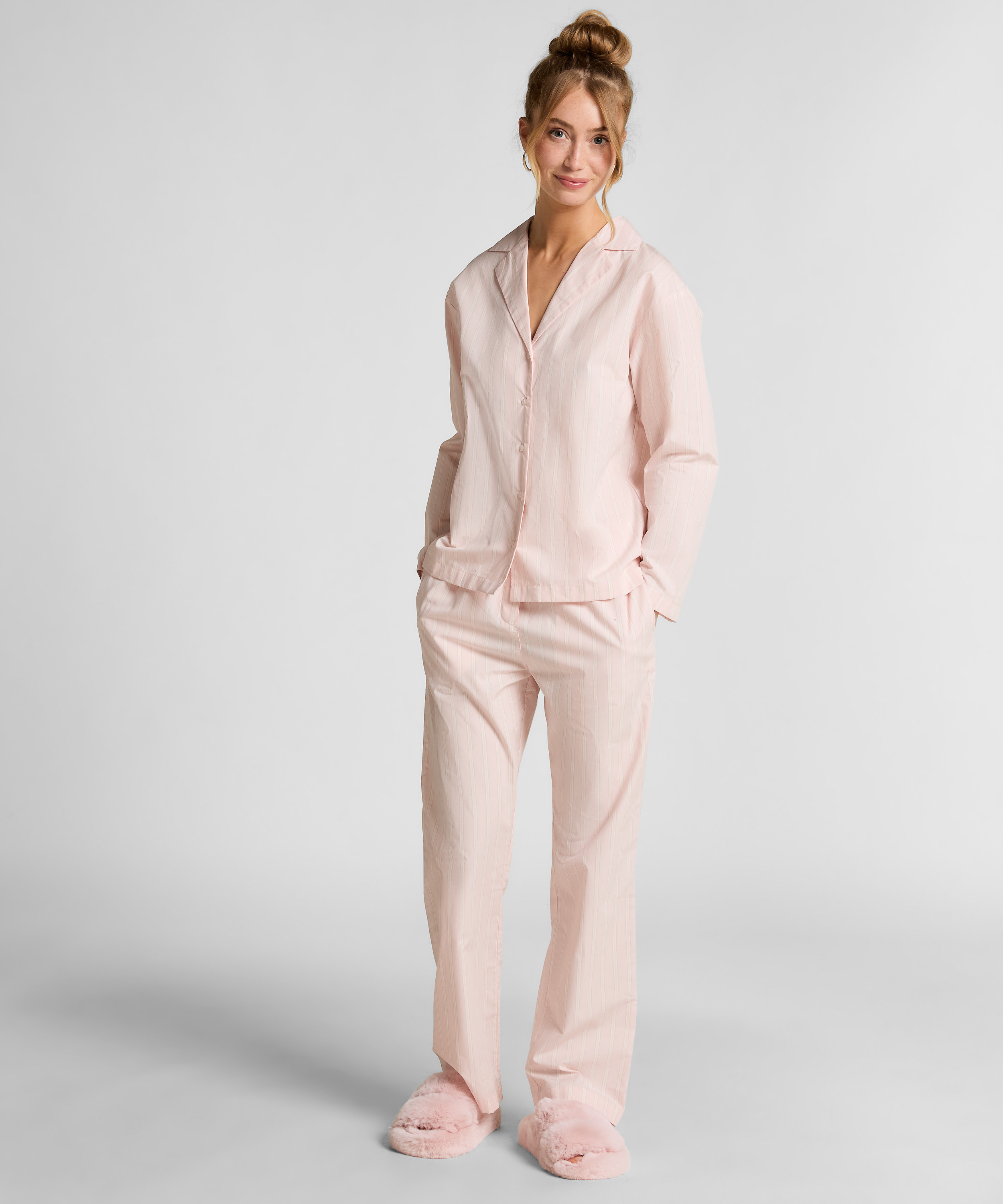 Poplin Cotton Pyjama Pants, Pink, main