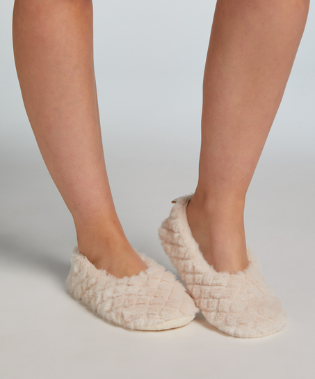 Fluffy Ballerina Slippers, Beige