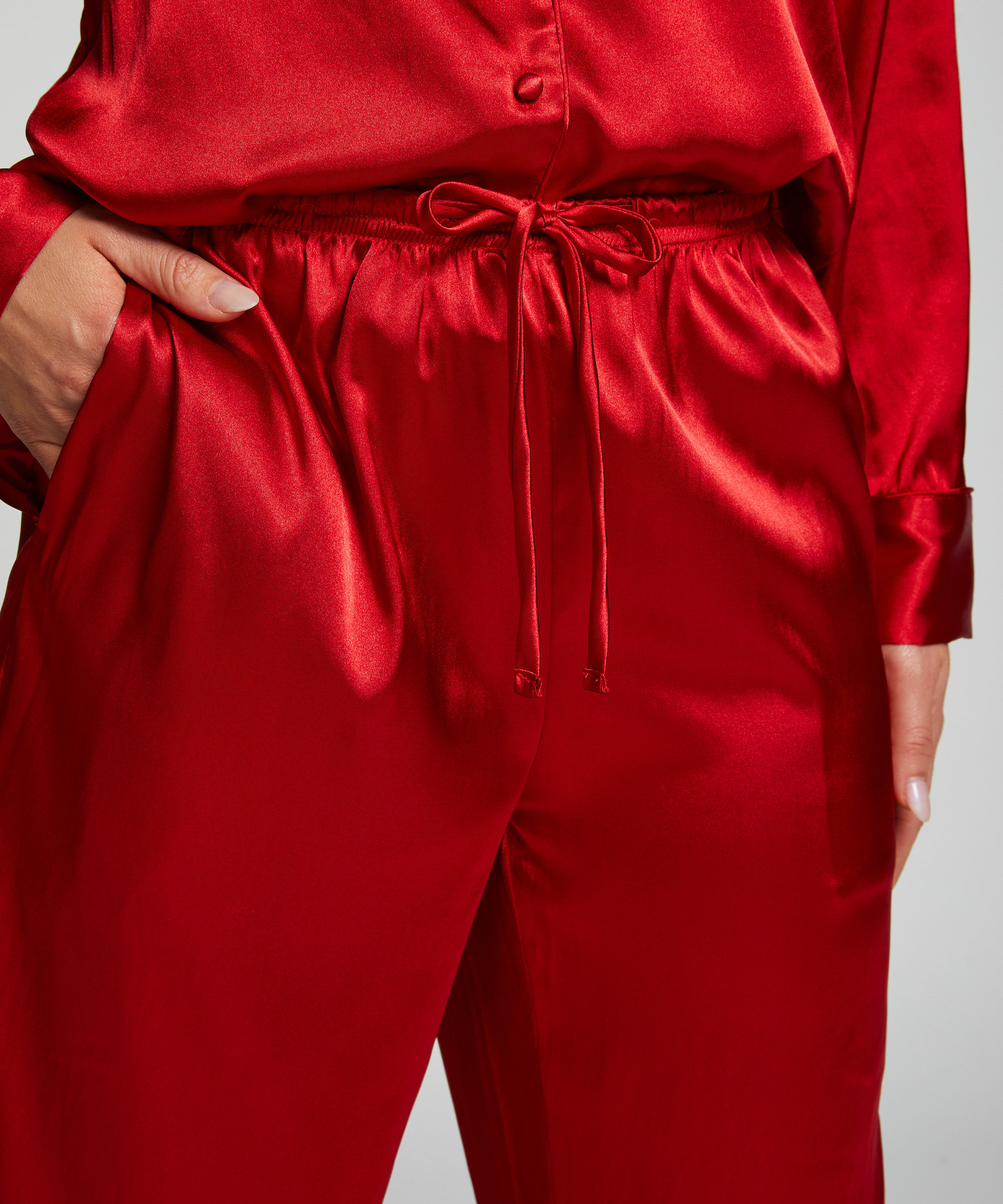 Satin Trousers, Red, main