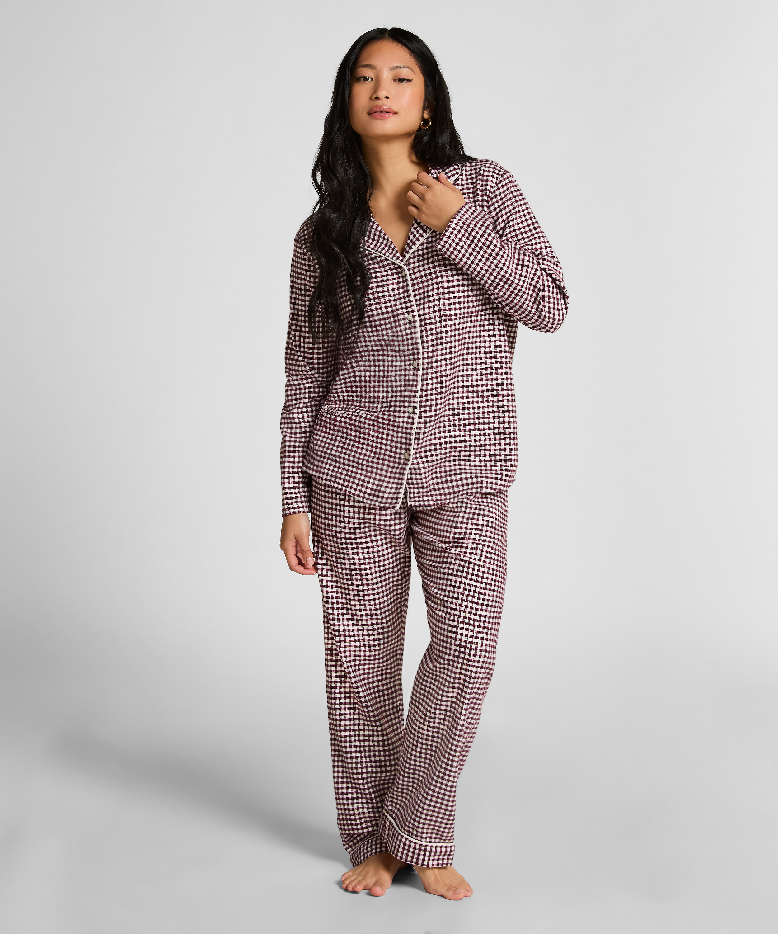 Essentials Flannel Pyjama Top, Purple, main