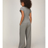 Top Short Sleeves Rib Mockneck, Gray