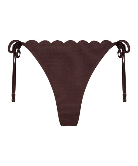 Scallop Lurex Cheeky Tanga Bikini Bottoms, Brown