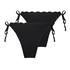 2-Pack Scallop Cheeky Tanga Bikini Bottoms, Black