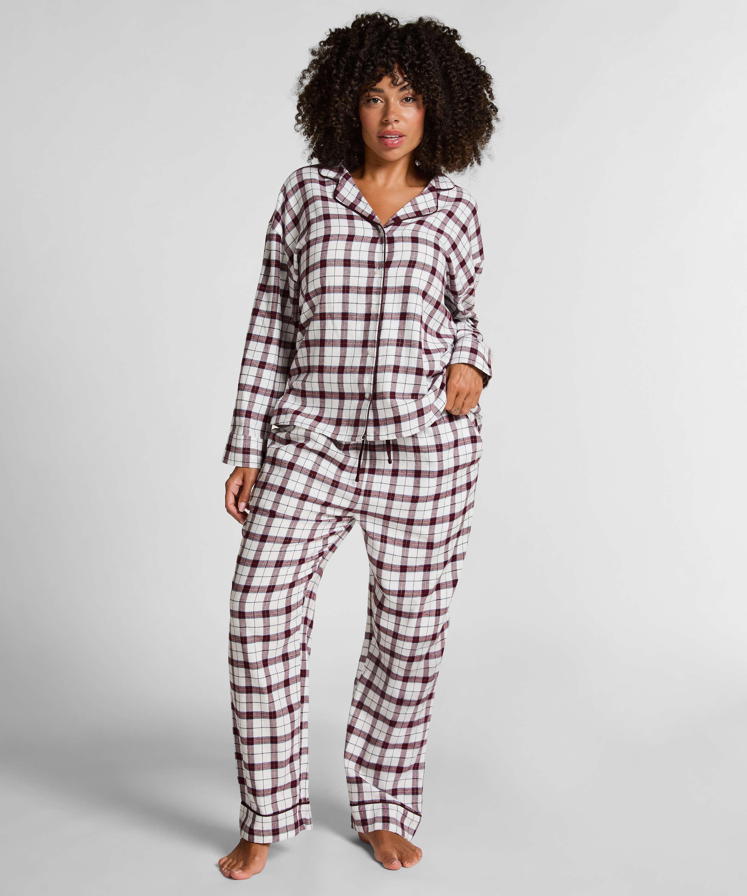 Flannel Pyjama Top, White, main