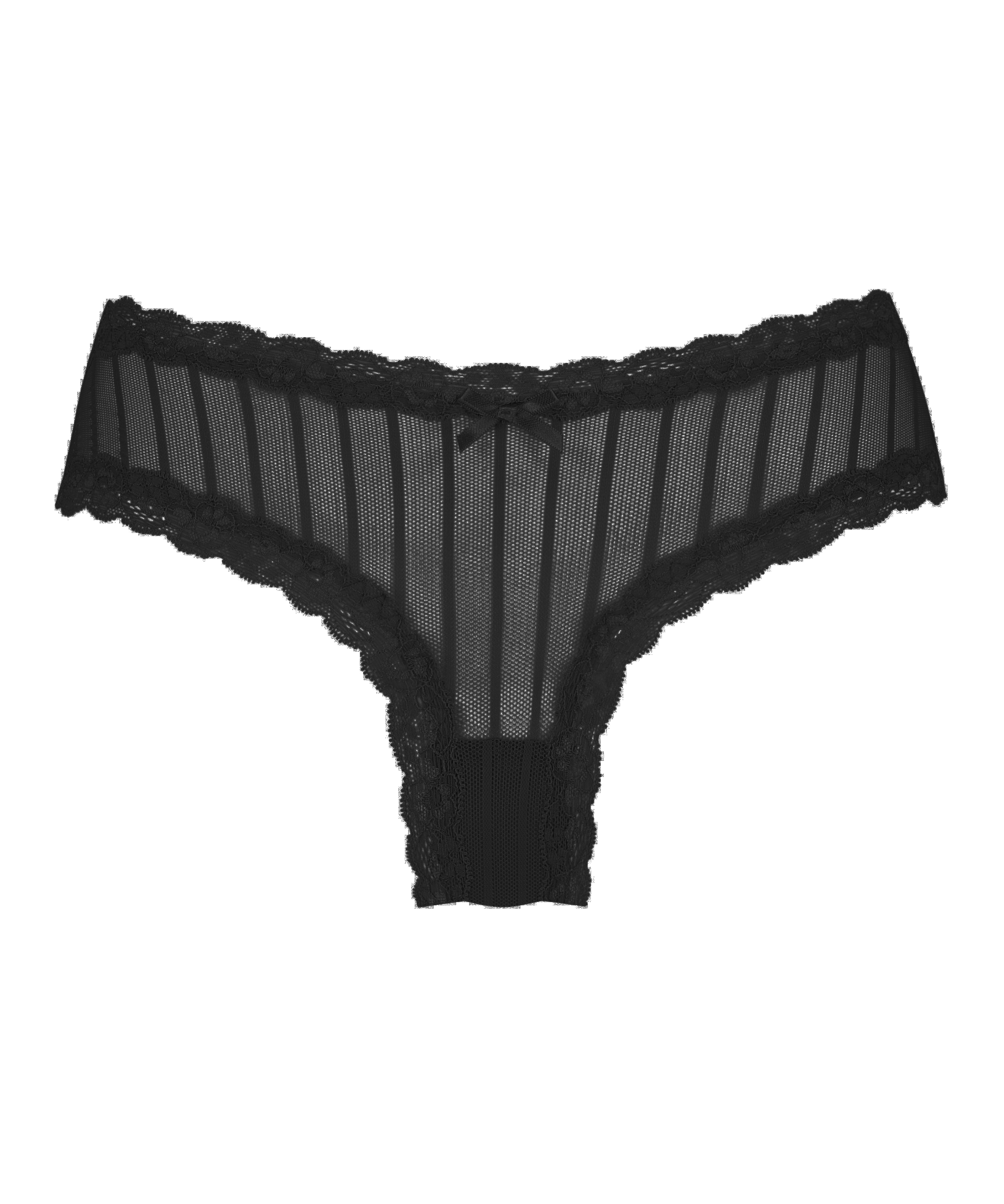 V-shaped Brazilian knickers mesh, Black, main