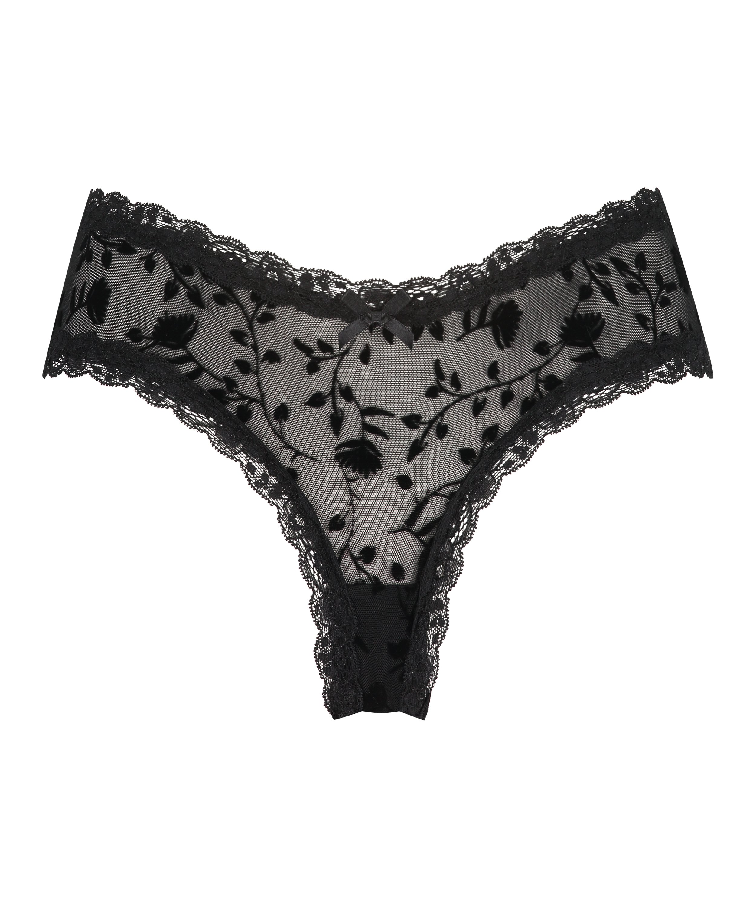 V-shaped Brazilian knickers mesh, Black, main