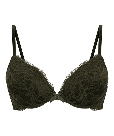 Teddy Padded Push-Up Underwired Bra, Green