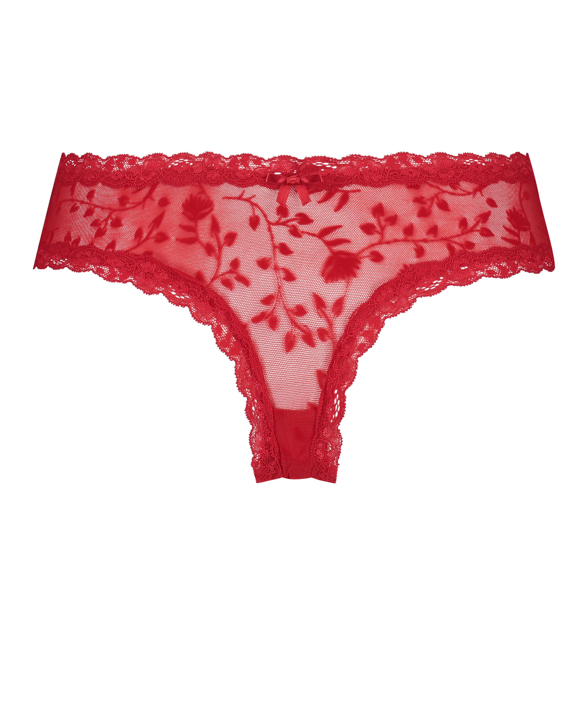 V-shaped Brazilian knickers mesh, Red, main