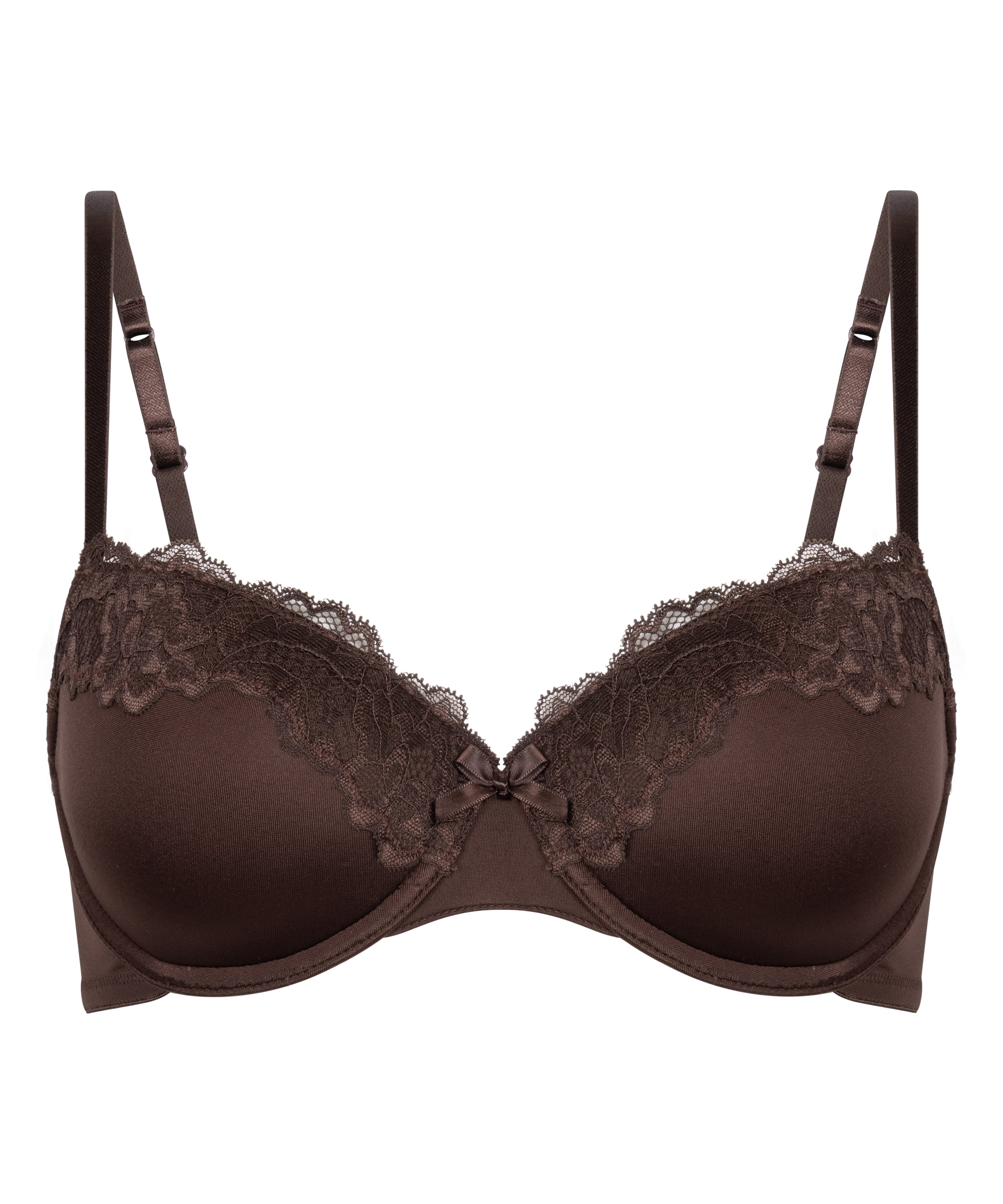 Lace & Shine Padded Underwired Bra, Brown, main