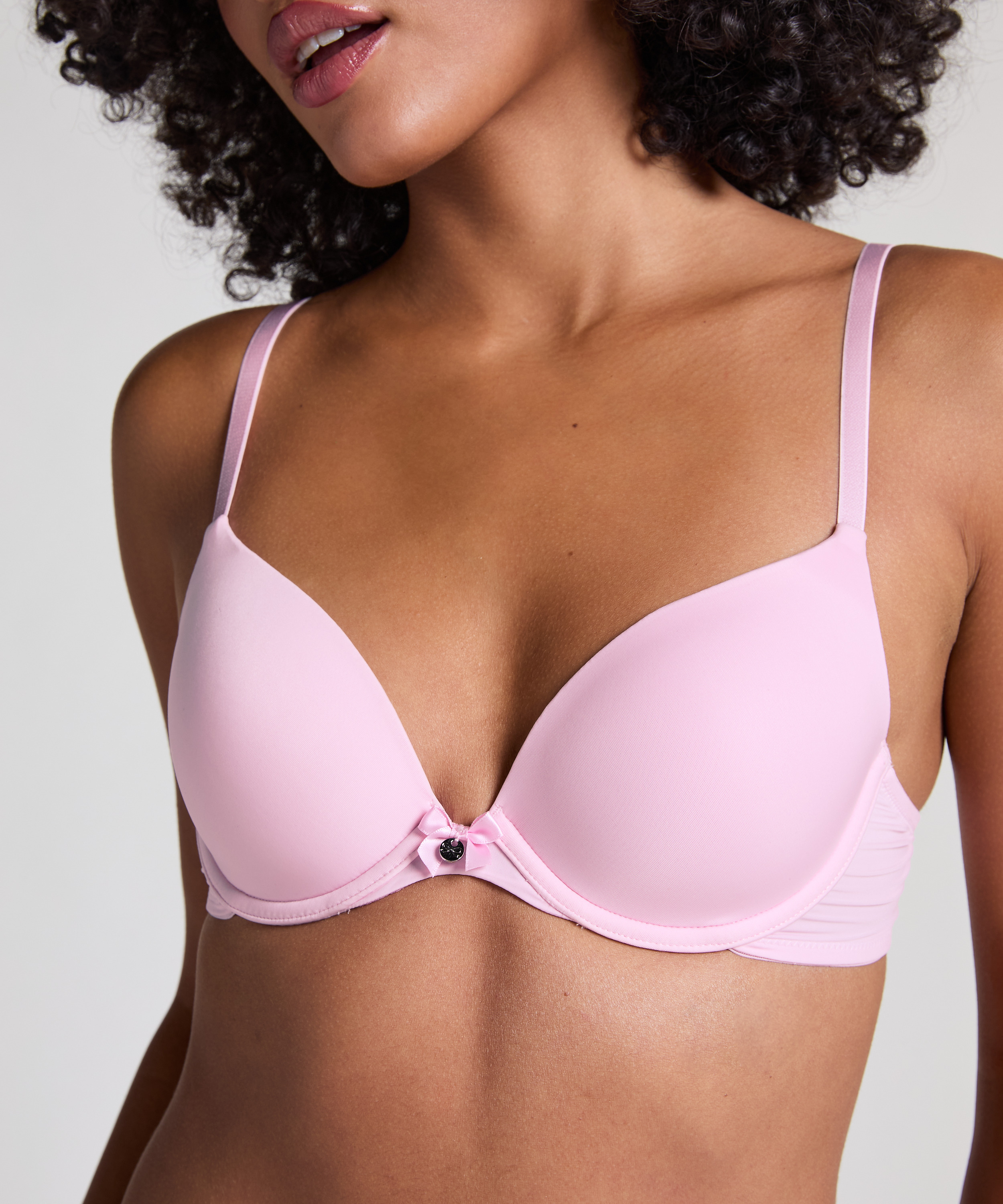 Plunge Padded Underwired Bra, Pink, main