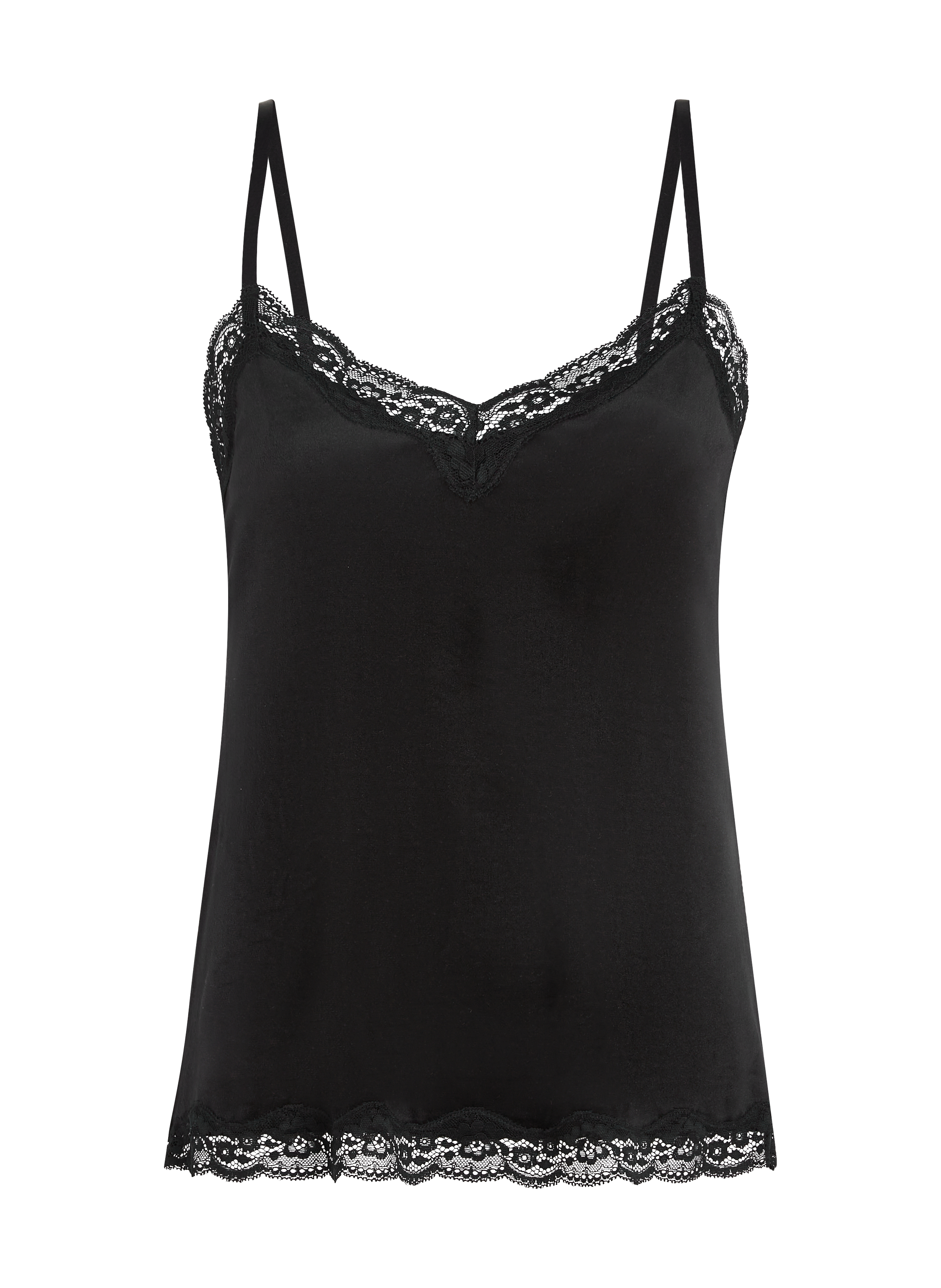 Velours Lace Cami Top, Black, main
