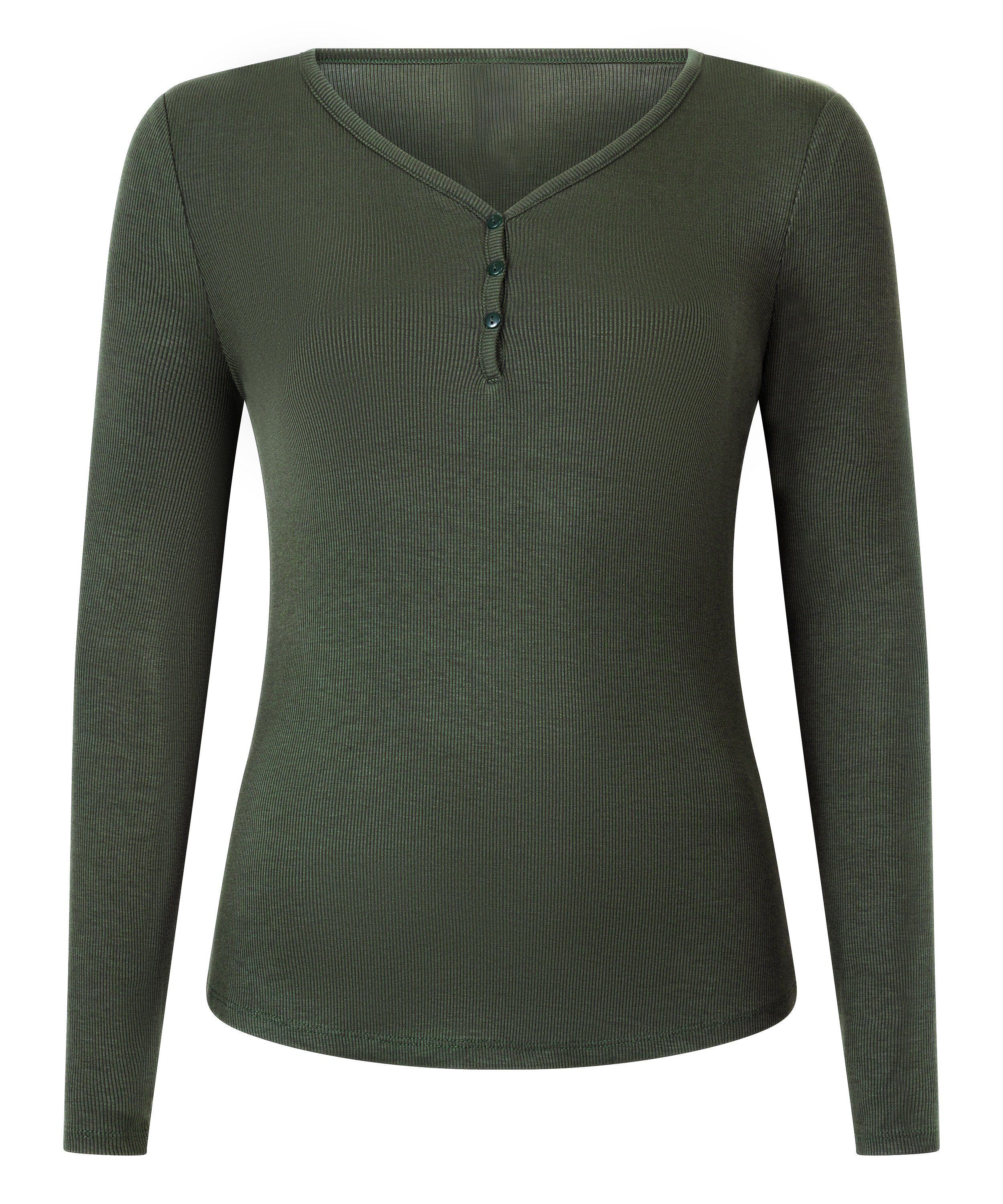 Longsleeved Pyjama Top Henley, Green, main