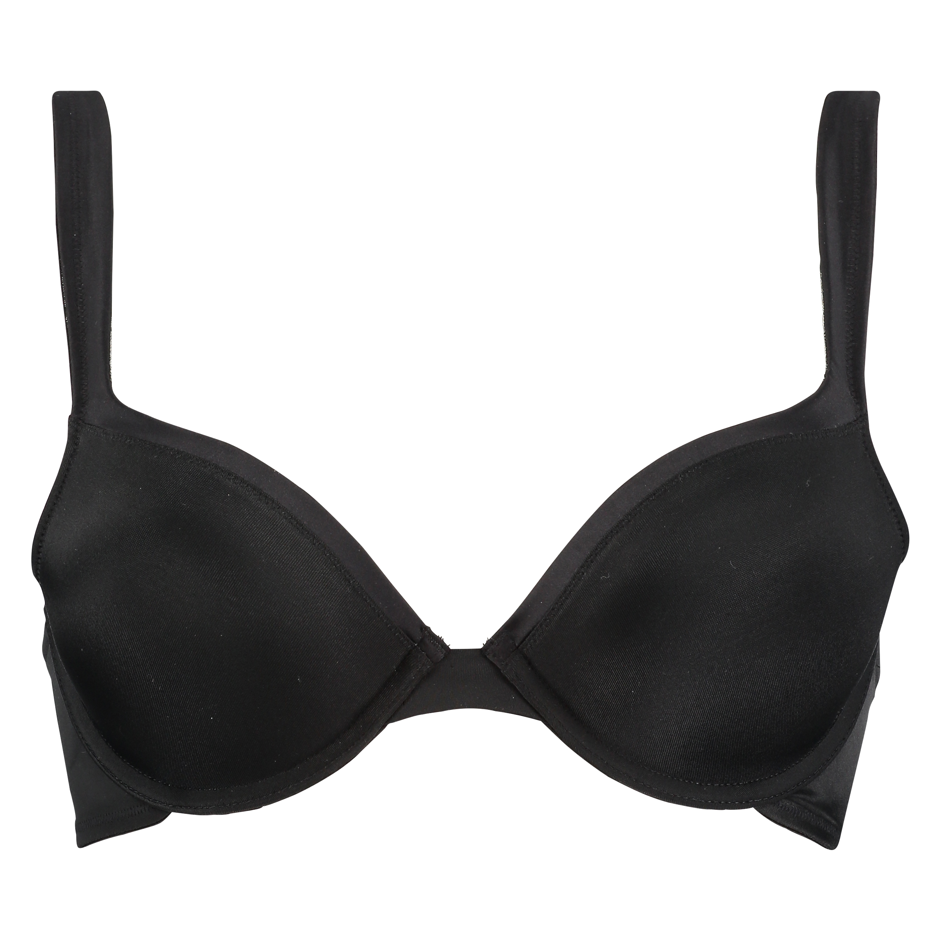 Padded Underwired Bra Satin Fleece, Black, main