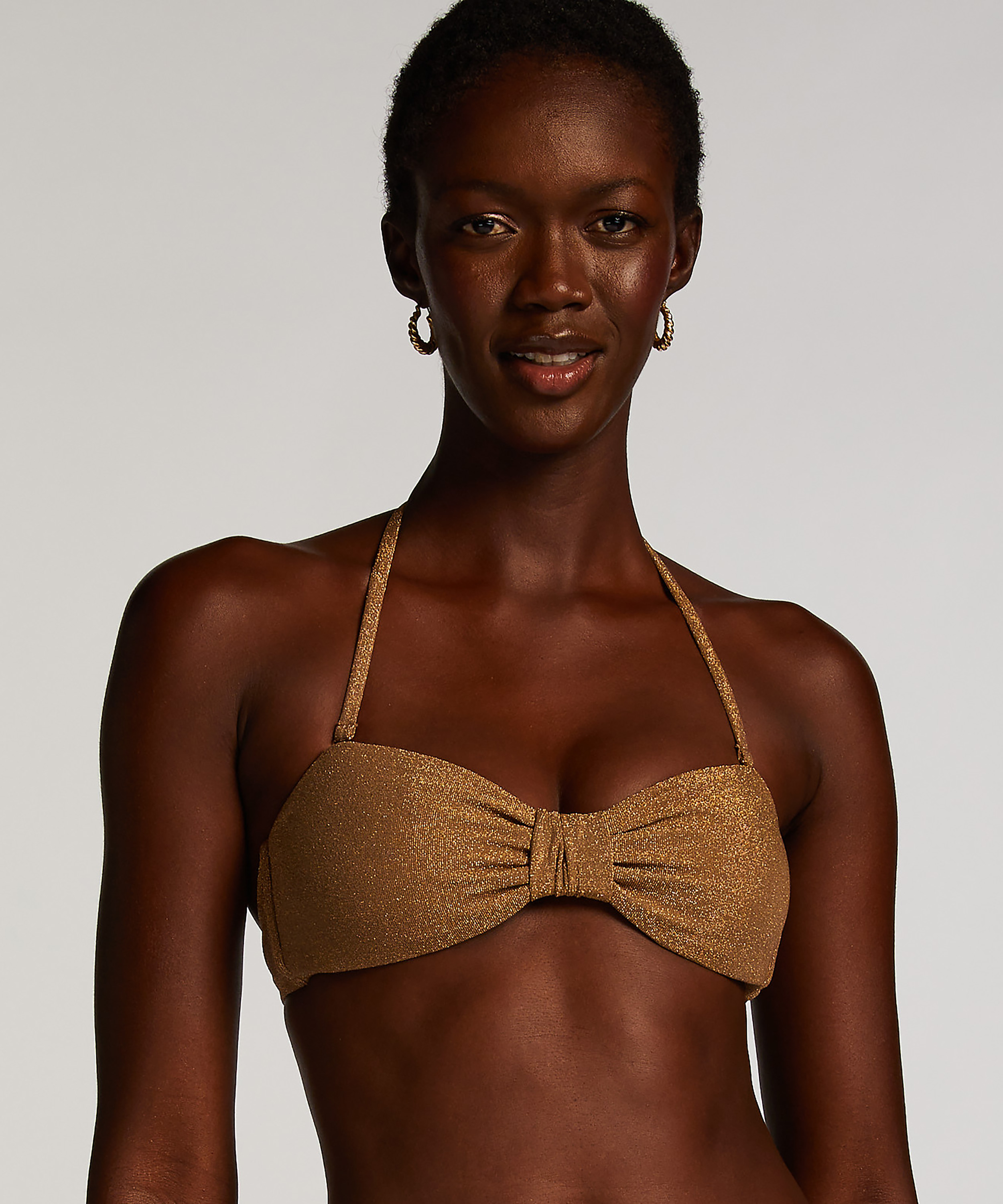 Goldie Shimmer Bandeau Bikini Top, Yellow, main