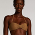 Goldie Shimmer Bandeau Bikini Top, Yellow