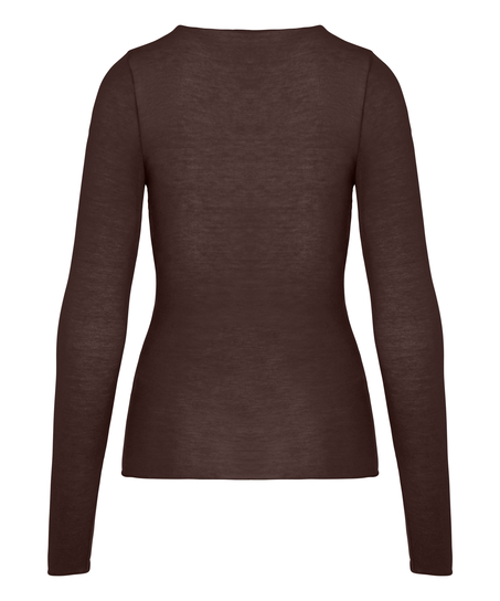 super soft Lace V-Neck shirt with Cashmere, Brown