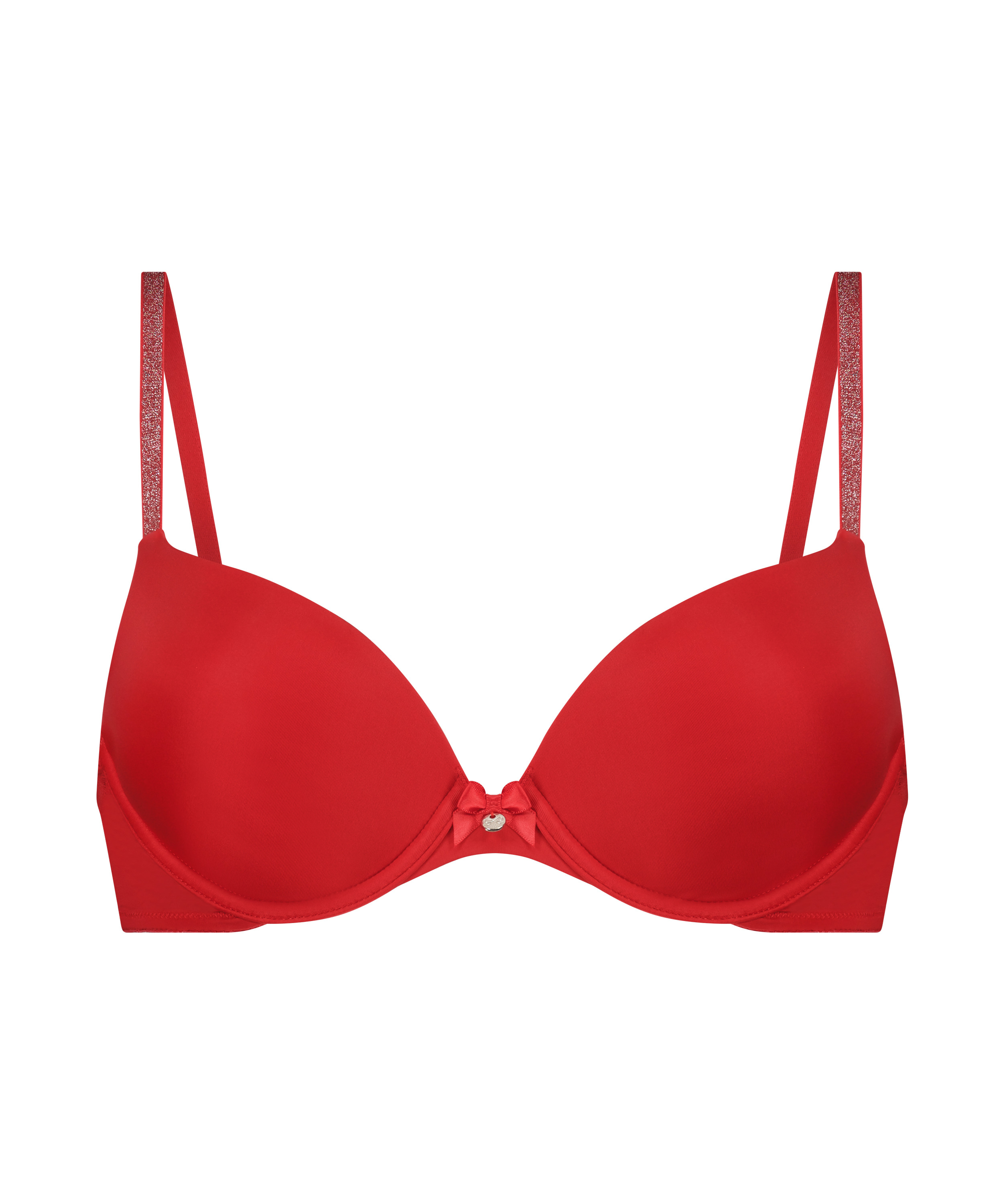 Plunge Padded Underwired Bra, Red, main
