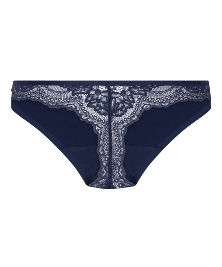 Lace Back Invisible Thong, Blue