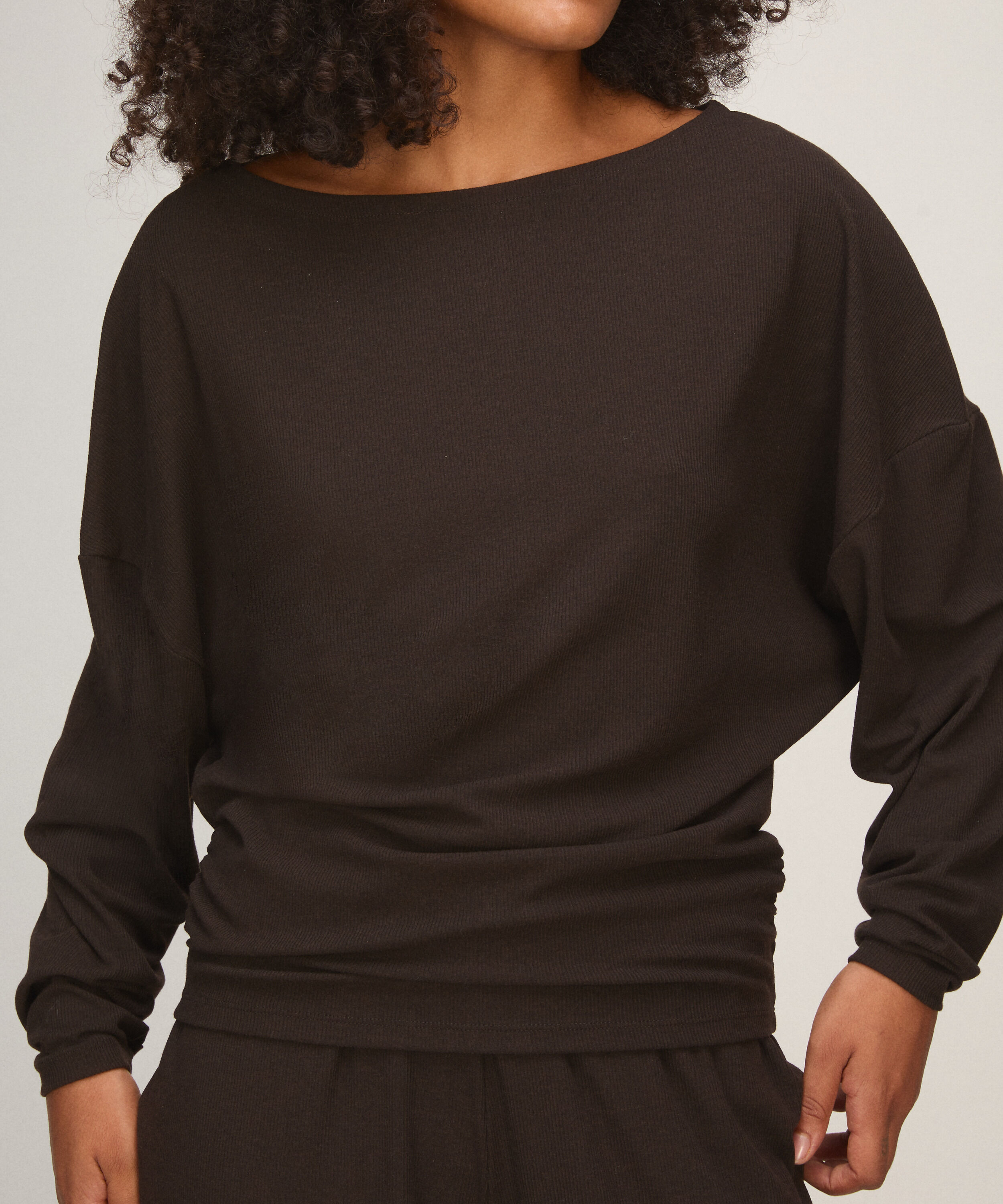 TOP LS PREMIUM RIB BATWING, Brown