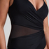 Shaping Shell Mesh Swimsuit, Black