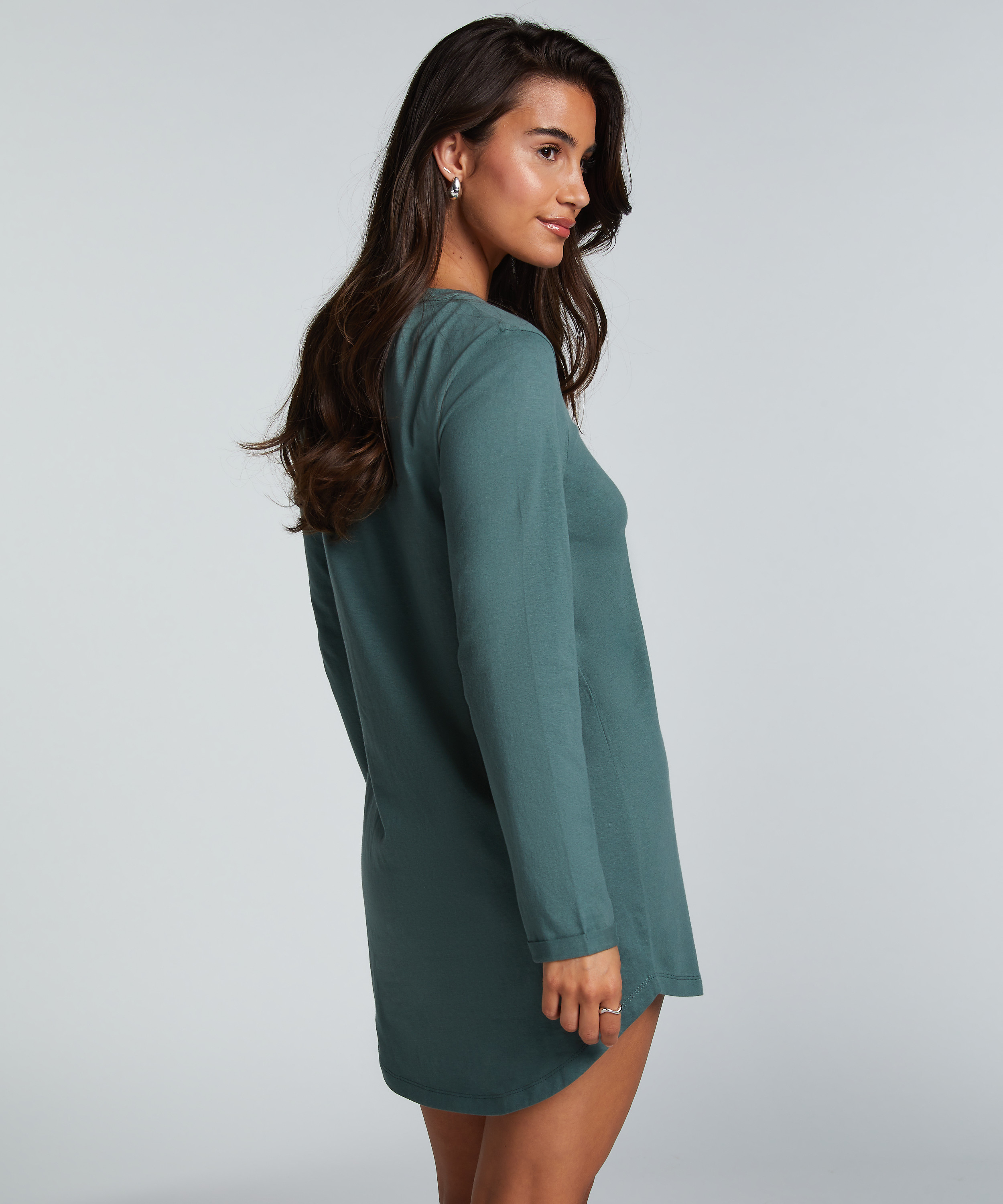 Round Neck Nightshirt, Green, main