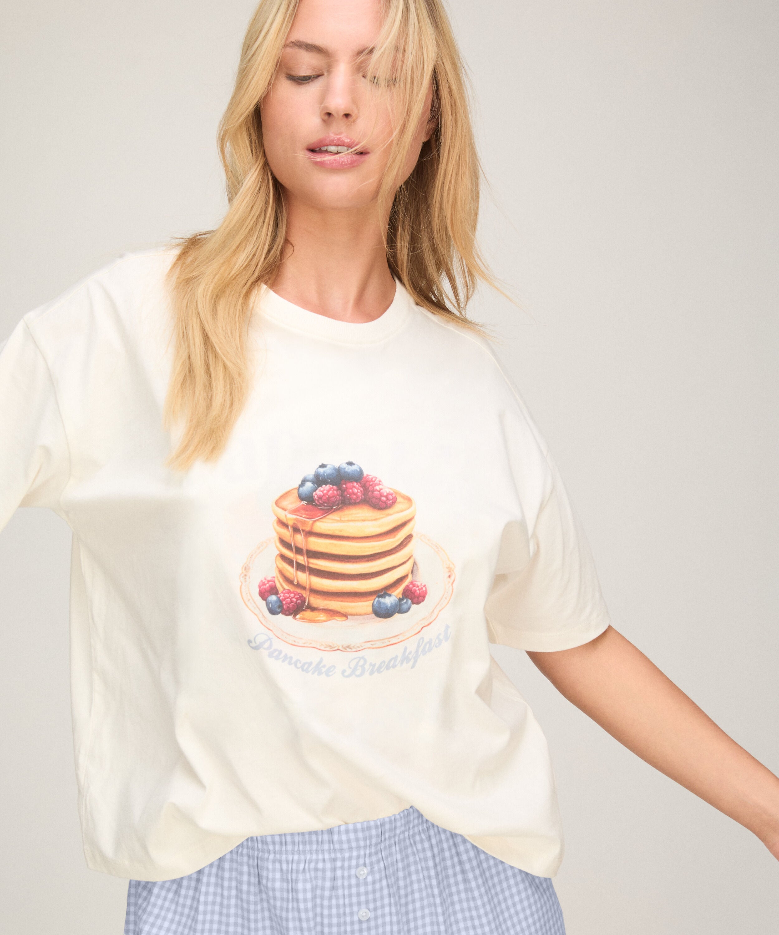 Pyjama Set with Short and T-shirt, White