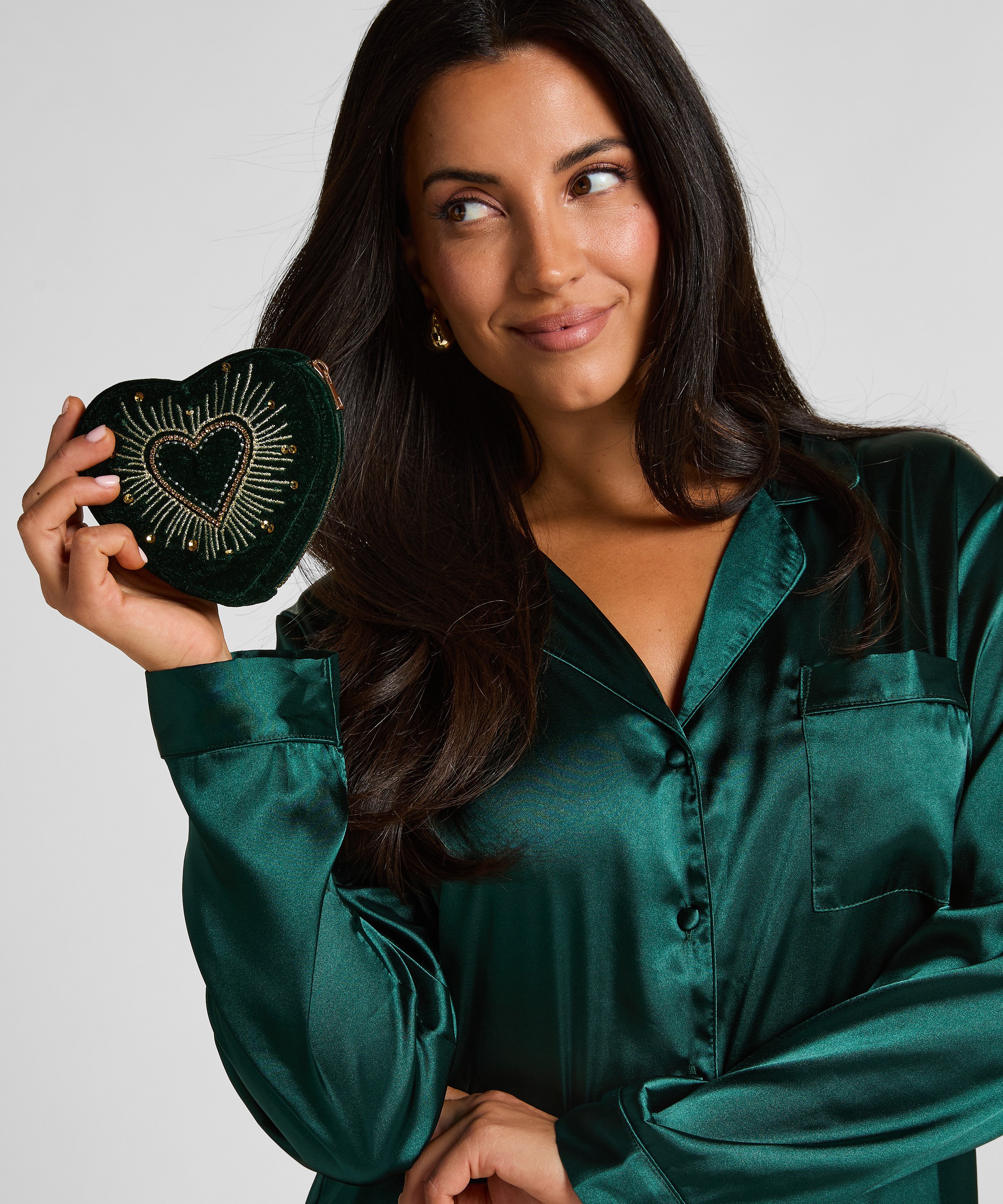 Heart Zip Purse, Green, main