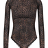 Tara Leopard Long Sleeved Body, Black