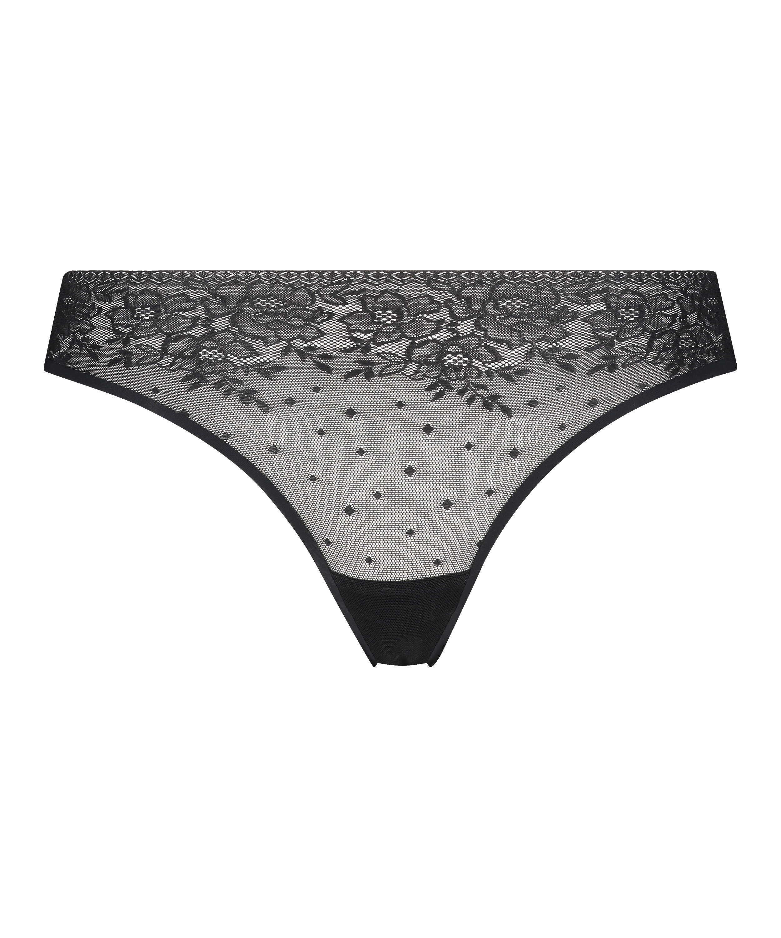 Allover Lace Invisible thong, Black, main