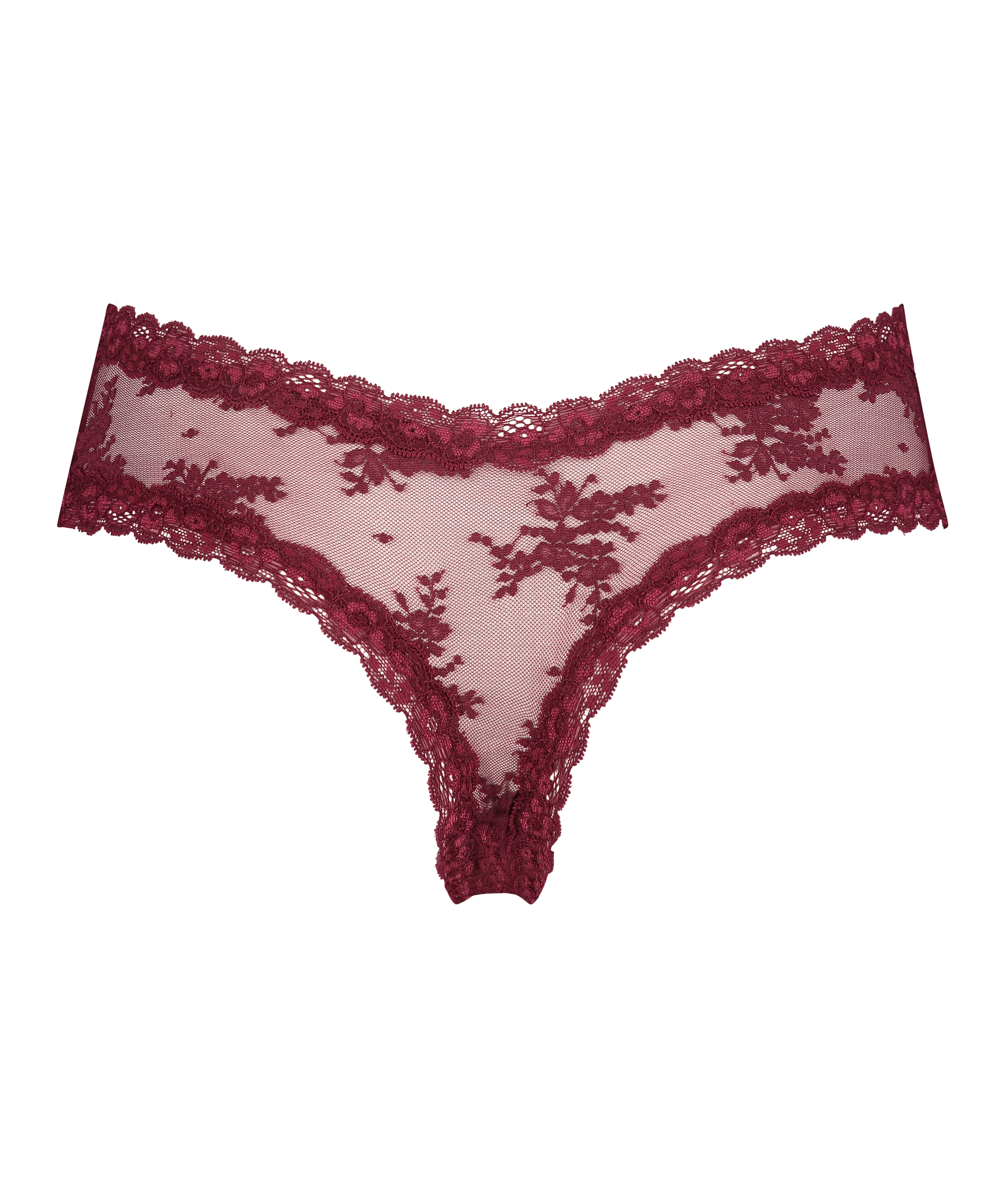 V-shaped Brazilian knickers mesh, Red, main