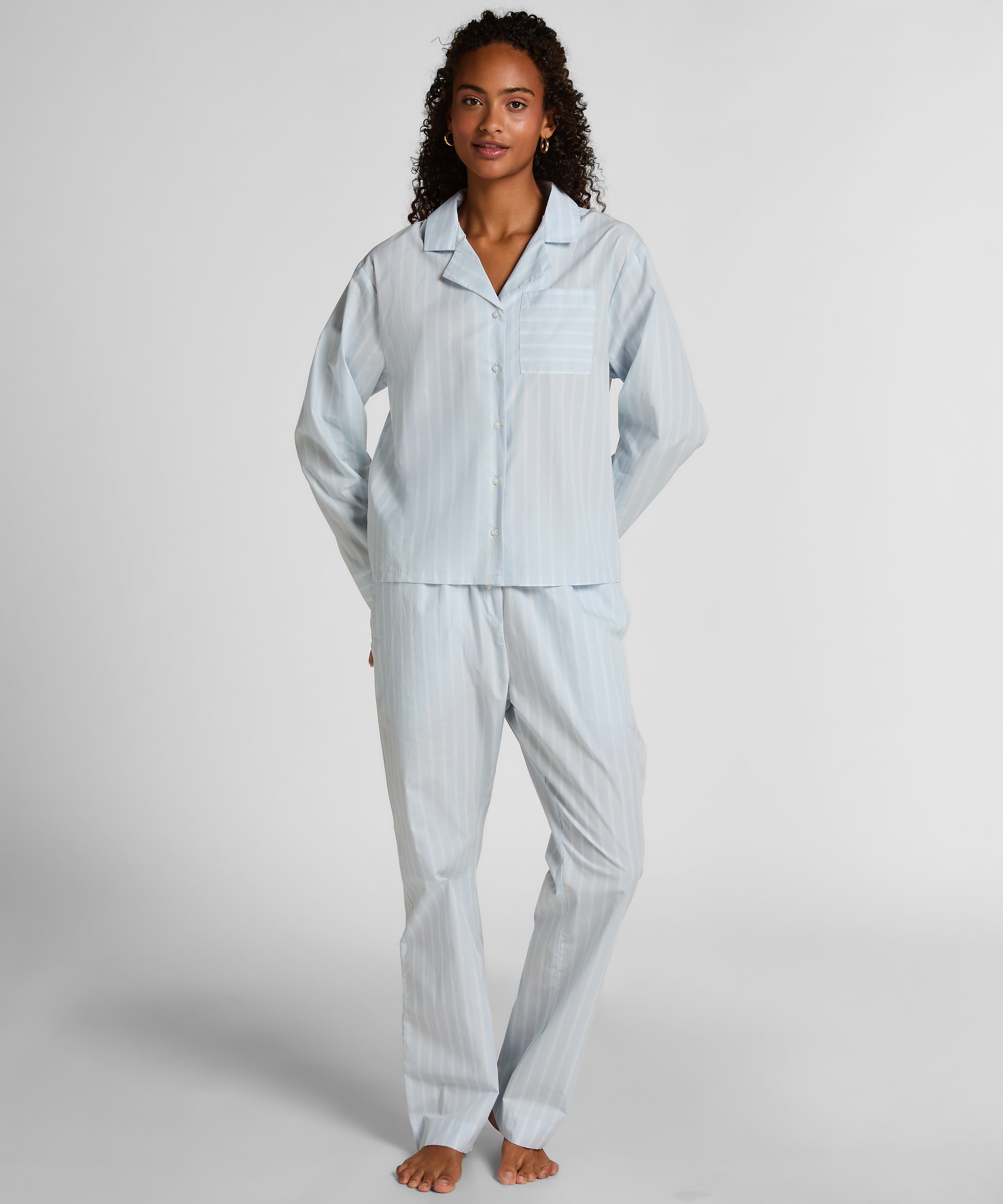 Pant Woven Cotton Stripe, Blue, main