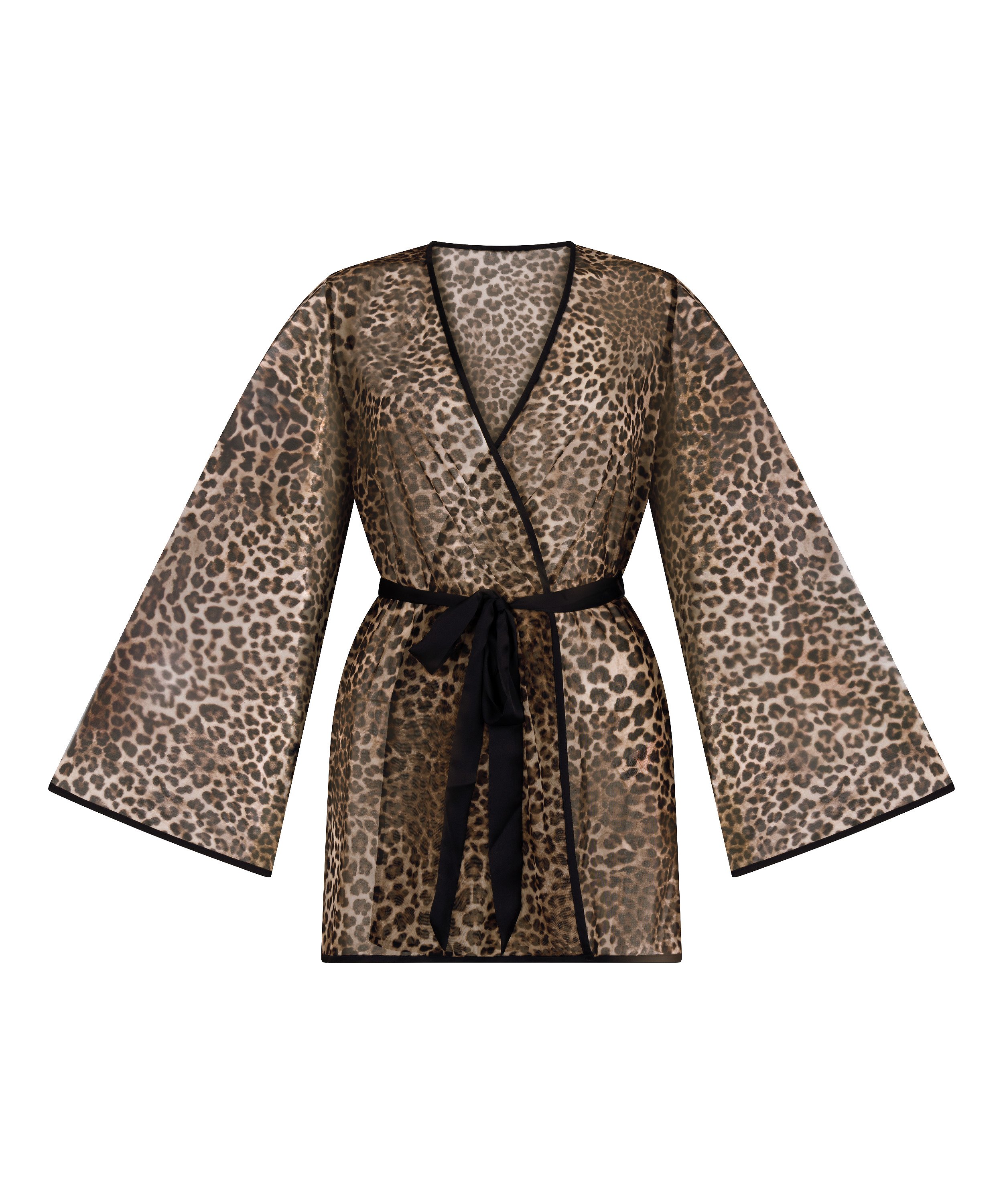 Leopard Mesh Kimono, Black, main