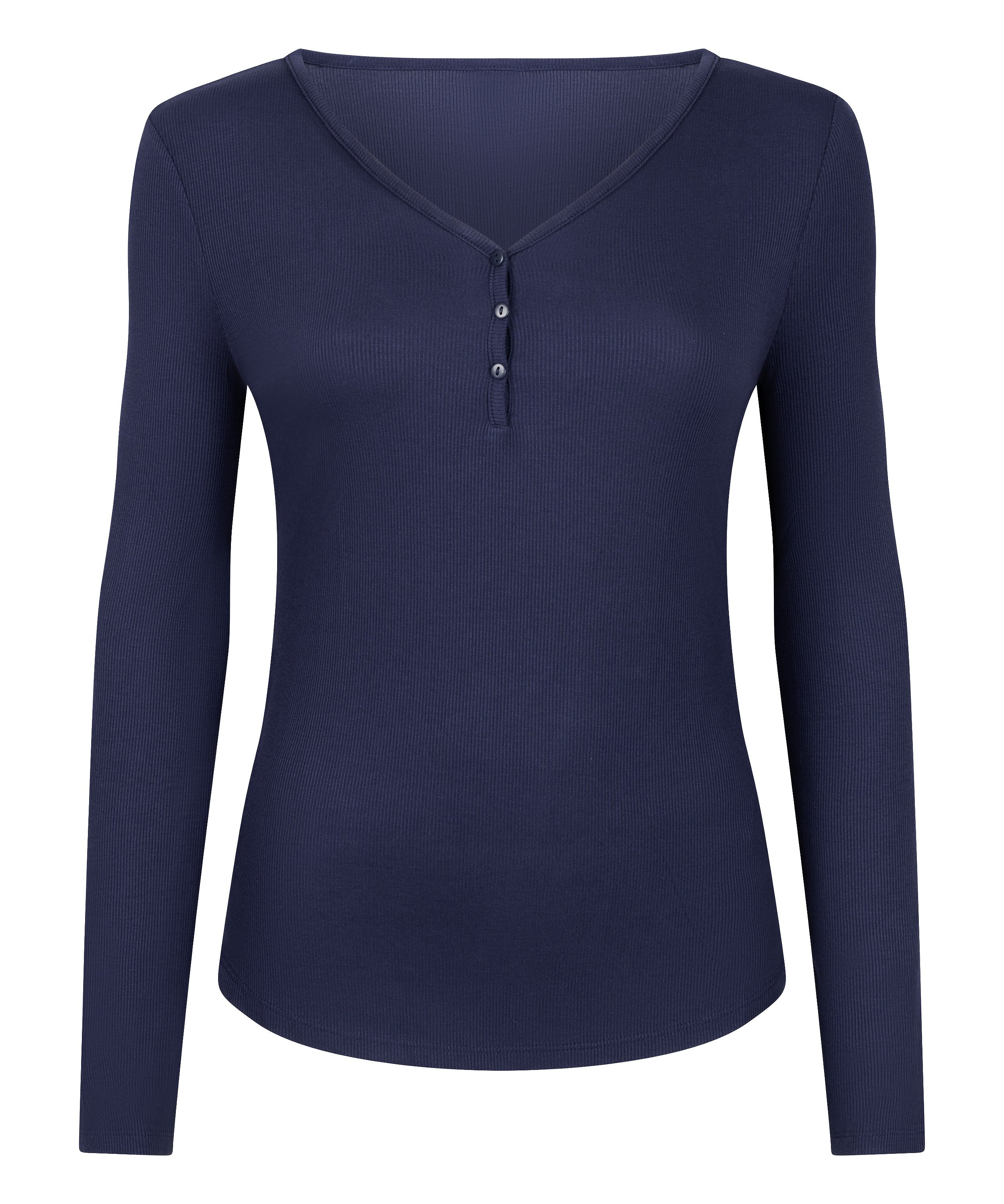 Longsleeved Pyjama Top Henley, Blue, main