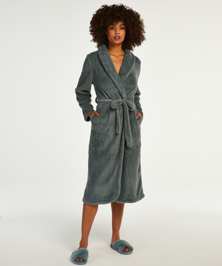 Long Fleece Bathrobe, Green