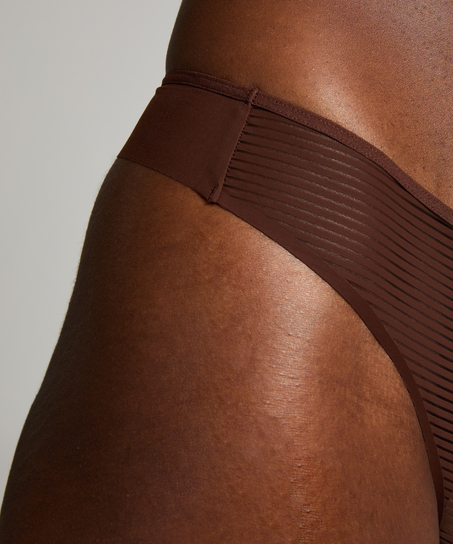Invisible thong Stripe mesh, Brown