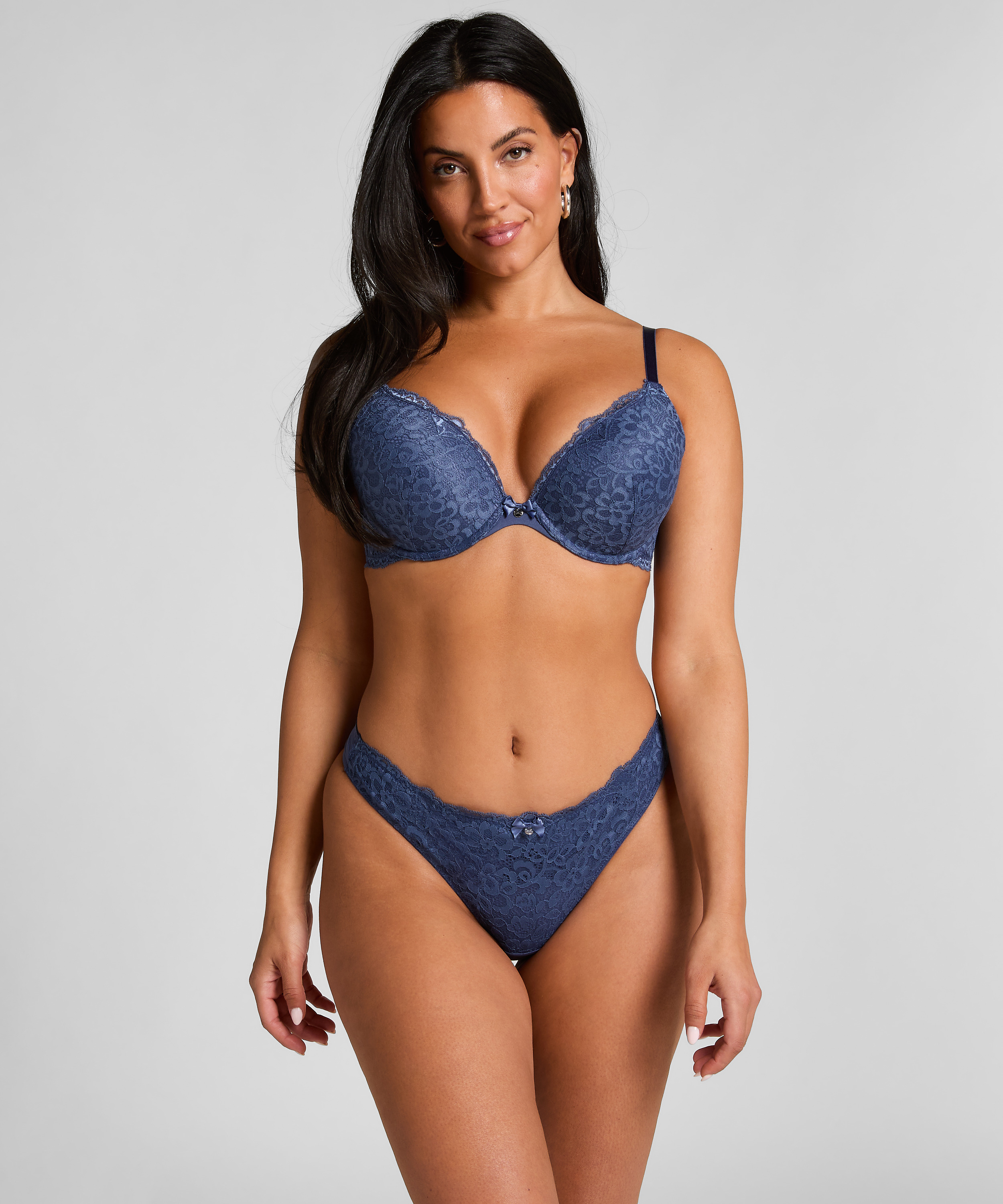 Marine Padded Push-Up Underwired Bra, Blue, main