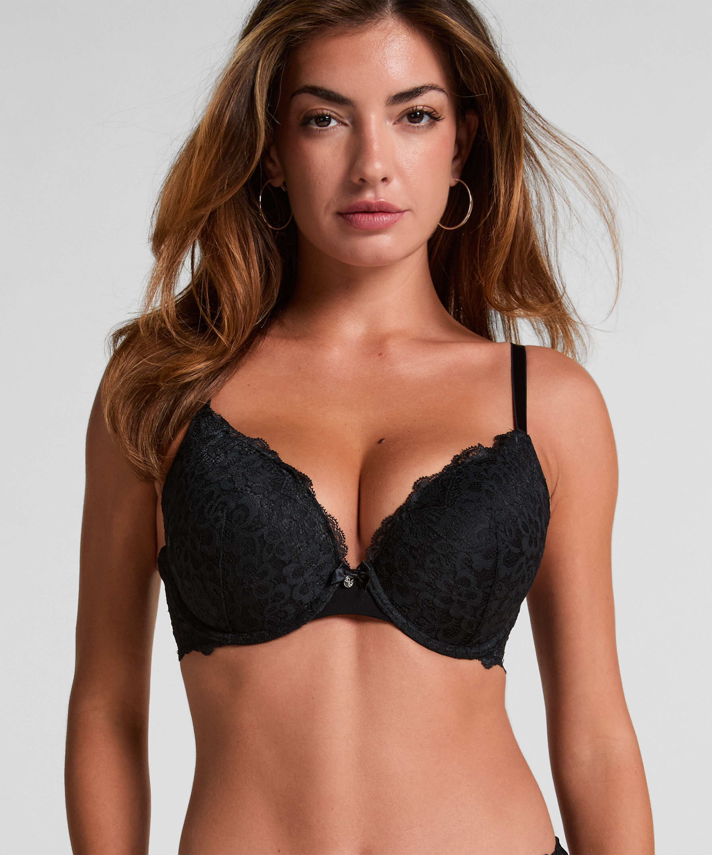 Marine Padded Push-Up Underwired Bra, Black