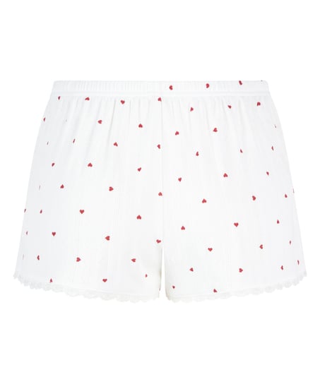 Pointelle Pyjama Shorts, White